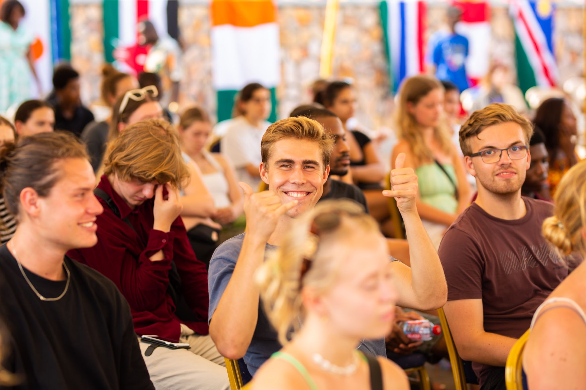 Image of International students present at event