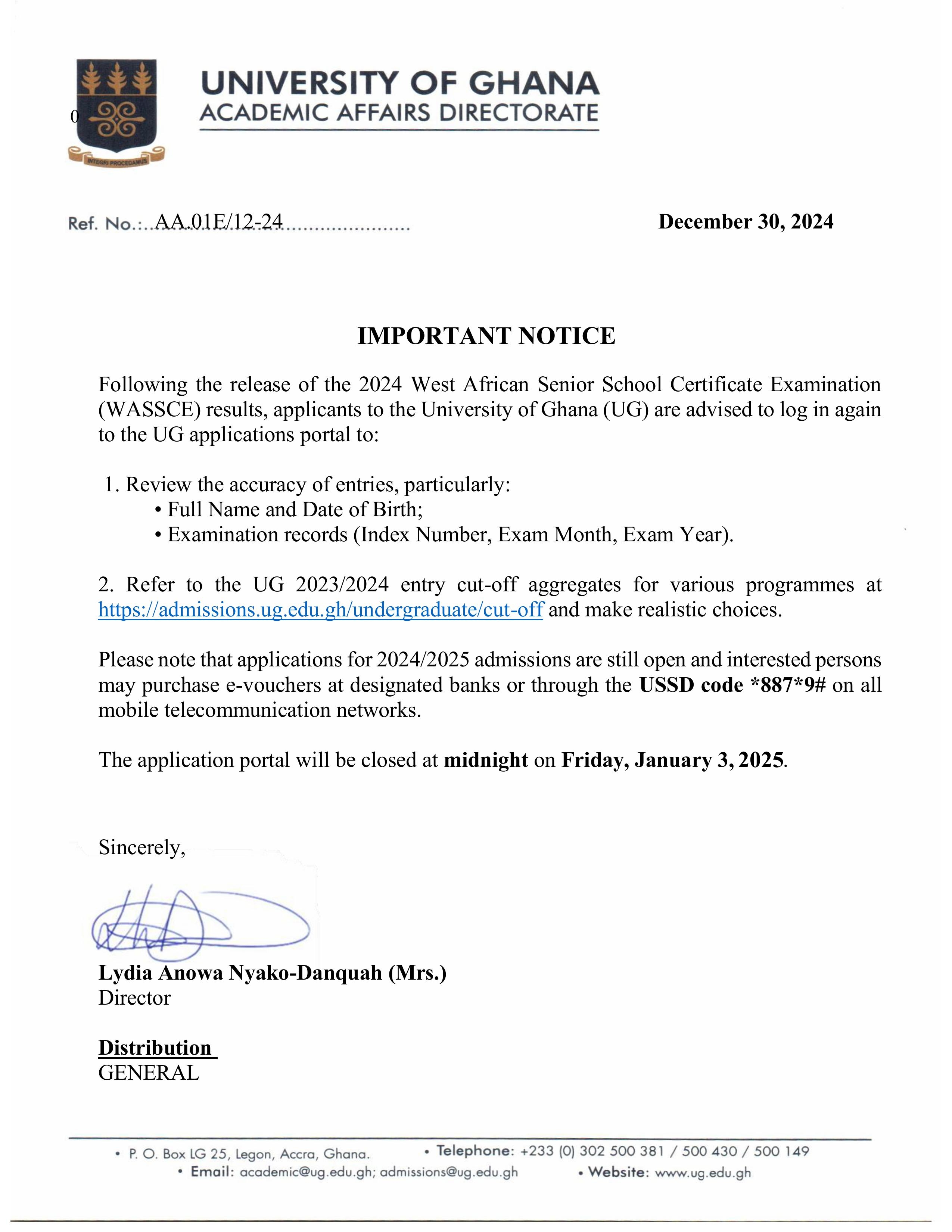 Notice to applicants 1